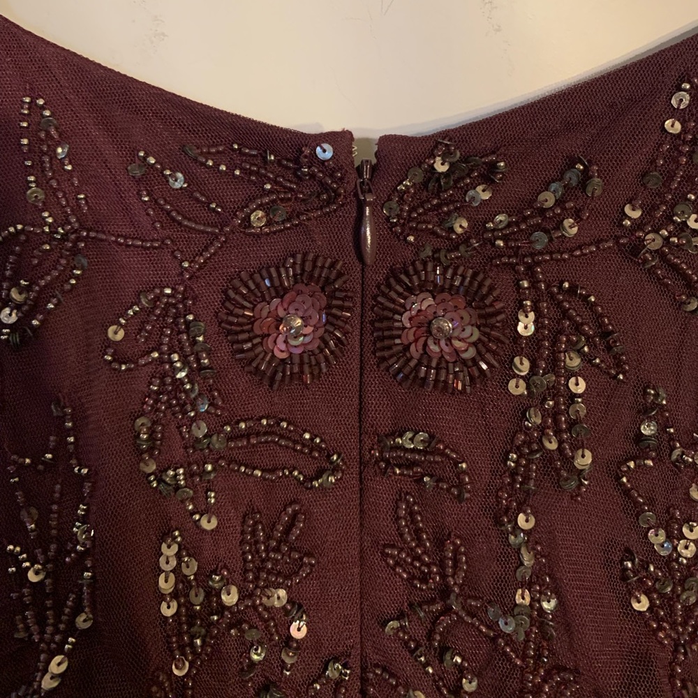 Adrianna Papell Plum Beaded Spaghetti-Strap Maxi Dress - Picture 9 of 10